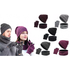 Three-Piece Warm Hat, Scarf and Gloves Set